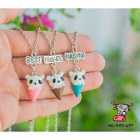 Кулон для троих друзей "Best Friends Forever. Мороженое Панда"